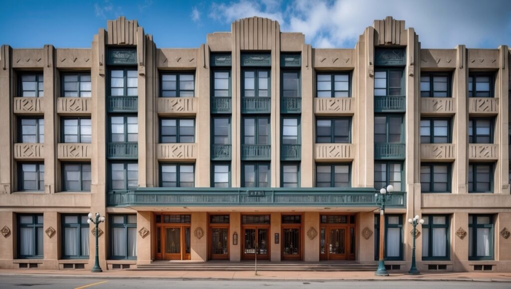 Art Deco hotel exterior facade