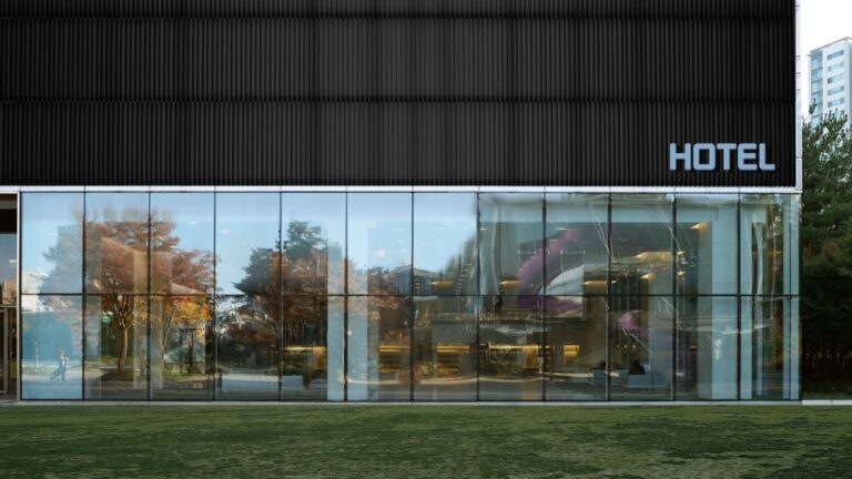 Modern hotel with a glass facade