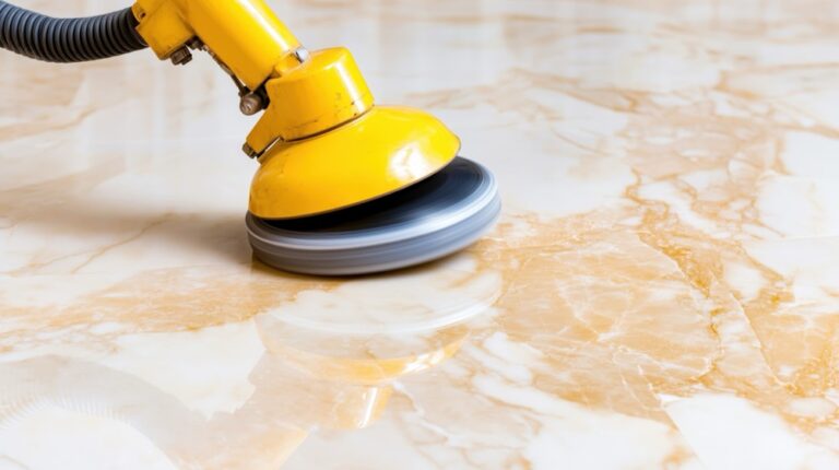 Polishing a marble stone floor